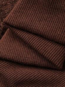 FRIFUL Women's Solid Color Textured Loose Casual Versatile Blouse, Suitable For Spring And Summer Long Sleeve - Coffee Brown - View 2