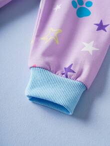 SHEIN | PAW Patrol Young Girl Cute Casual Cartoon Puppy Pattern Crew Neck Loose Knit Long Sleeve Sweatshirt - Mauve Purple - View 5