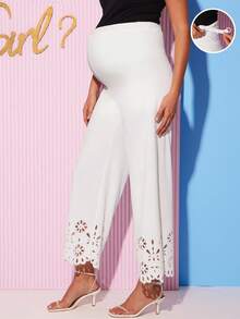 Loomaby Quần bầu trơn màu, eo điều chỉnh được, thiết kế khoét lỗ, dáng suông, thanh lịch, thích hợp cho kỳ nghỉ xuân. - trắng - Xem 7