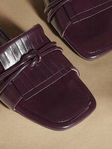 Rosivie Women's Fashion Versatile Tassel Twist Flat Sandals - Burgundy - View 6