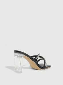 CUCCOO SZL Women's Rhinestone Design Fashionable Elegant Versatile High Heel Sandals Prom Heels Summer Shoes - Black - View 10