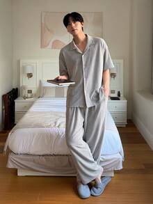 DAZY Men's Striped Shirt And Loungewear Set, Spring/Summer - Black - View 6