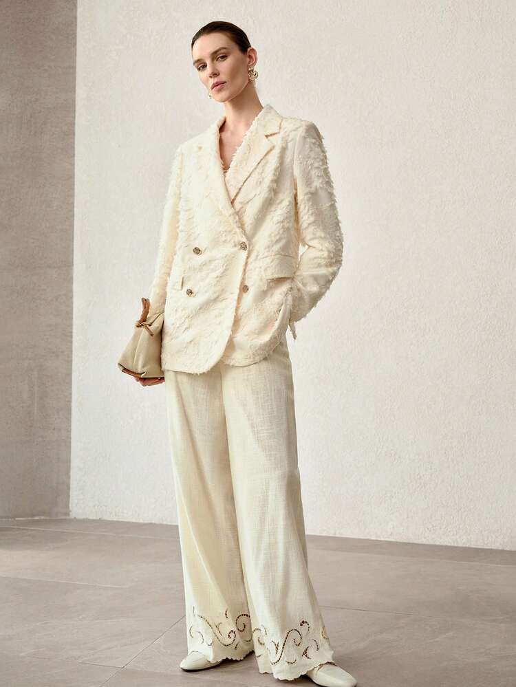 MOTF PREMIUM WOMEN'S ELEGANT DOUBLE-BREASTED BLAZER - Apricot - View 5