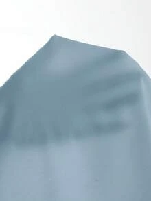 Aloruh 新款性感褶皱领口弹力收拢金属扣装饰修身露脐上衣 - 淺藍色 - 查看 8