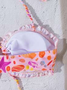 Swim Mod Women's Casual Vacation Beach Colorful Print Textured Fabric Bikini Two Pieces Swimwear - Multicolor - View 6