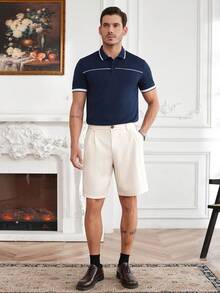 Core Aspect 男士轻便商务短裤，杏色人字纹提花面料，商务通勤皆宜，可作为男友/老公/周年纪念礼物 - 杏色 - 查看 3