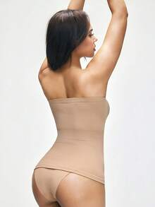 SHAPORA Women's Seamless Tight Slimming Shapewear, Padless Solid Color Design, Can Be Worn Outerwear - Apricot - View 3