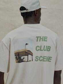 Musero Where The Grass Really Is Greener Slogan Short Sleeve Graphic Print Top Crew Neck Dropped Shoulder Tshirt Spring Summer Essentials - Apricot - View 6