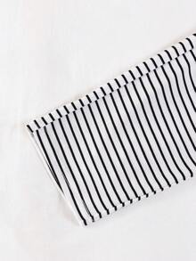 幼儿男童时尚卡通小狗印花圆领韩版短袖T恤和宽松条纹直筒裤睡衣套装 - 白色 - 查看 12