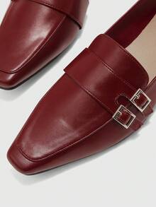 CUCCOO BIZCHIC Women's Fashionable Versatile Commuter Buckle Flats Valentine's Day - Burgundy - View 7