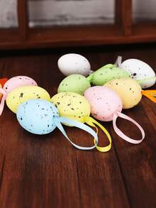 Easter Egg Hanging Decorations Set Of 24 - Colorful Plastic Eggs For DIY, Party, Tree & Spring Festival Decorating - Multicolor - View 7