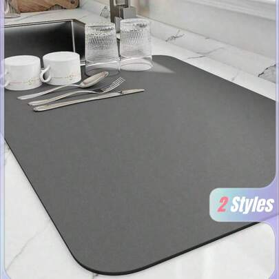 Dish Drying Mat For Kitchen Counter, Heat Resistant Drainer Mats With Non-Slip Rubber Backed, Hide Stain Kitchen Super Absorbent Draining Mat, Easy To