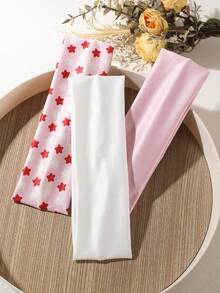 ROMWE Kawaii 3件套新款春夏甜美星粉色发带，适合女性日常生活和户外运动。 - 3pcs/set - 查看 3