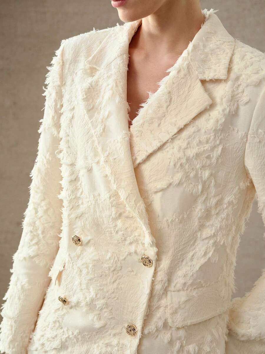 MOTF PREMIUM WOMEN'S ELEGANT DOUBLE-BREASTED BLAZER - Apricot - View 2