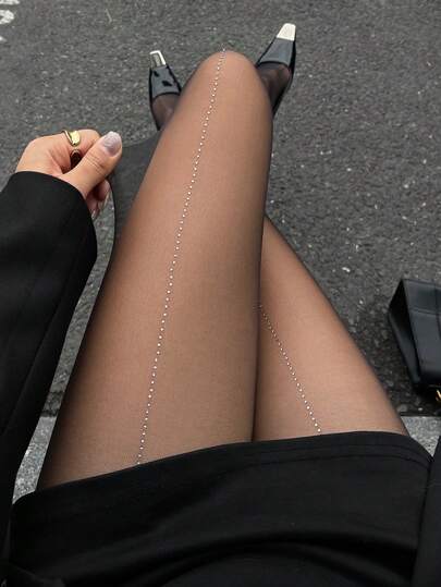 DAZY Women's Rhinestone Mesh Sexy Tights