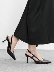 CUCCOO BIZCHIC 女士优雅蛇纹图案高跟鞋，适合圣诞节通勤穿着 - 漆黑色 - 查看 4