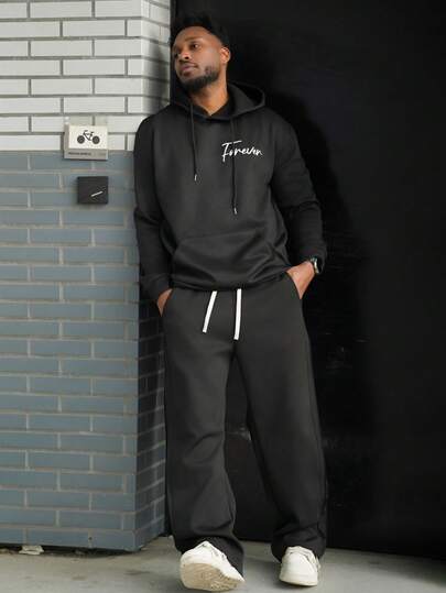 Heavens Edit 男士连帽衫，印有和平与英文标语，保暖内衬，秋冬季长袖上衣