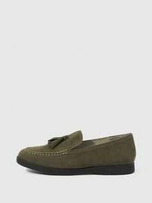 Sleekvia Sepatu Loafer Datar Kasual Serbaguna untuk Perjalanan, Dekorasi Rumbai, Cocok untuk Hari Valentine - Dark Green - View 7