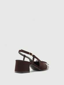 CUCCOO BIZCHIC 女士时尚经典后系带黑色平底鞋，适合圣诞节穿着 - 焦糖棕 - 查看 9