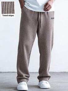 Claim Dot Men's Brown Striped Drawstring Waist Pockets Casual Straight Leg Pants Men Wide Leg Pants Mens Knit Pants Men Pajama Pant Pinstripe Pants Men Loose Fit Pants Old Money,Daily Leisure, Weekend Trips, Outdoor Activities, Travel Expeditions, Relaxed Work Environments Or Semi-Formal Occasions, Boyfriend/Husband Gift, Anniversary /Birthday Gift Party Summer Vacation Holiday New Years Wedding Valentine's Day Men Pinstripe Pants - Brown - View 1