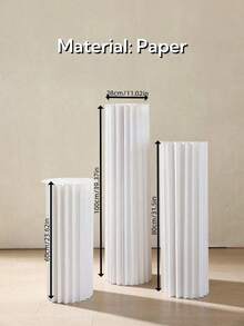 3pcs Set Cardboard Pedestal Stand, Folding Pillar Stand, Wedding Props, Floor Display Column Stand, DIY Pedestal Box With Round Top Plate Folding Paper Cylinder Column Pedestal Wedding Birthday Cake Flower Stand Rack,Material: Paper ,Can Bear 20kg - Multicolor - View 13