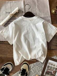 Attitoon 休闲简约风格度假风柠檬字母印花圆领短袖修身女式T恤，适合夏季穿着 - 白色 - 查看 2