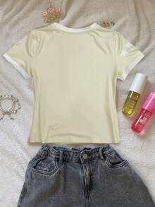 Glimmora 女士字母五角星印花圆领短袖休闲T恤 - 彩色 - 查看 2