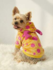 PETSIN 1pc Monster Hooded Sweatshirt With Yellow Polka Dots And Plush Pet Design (For Cosplay) - Multicolor - View 13