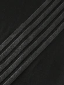 Manfinity Roghcode 男士抽绳腰带字母刺绣休闲百搭运动裤，适合秋冬季日常穿着；男士侧条纹阔腿运动裤 - 黑色 - 查看 4