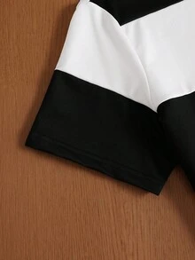 TOKVUE 男士条纹印花短袖宽松休闲 Polo 衫，适合男孩朋友礼物，四季皆宜 - 白色 - 查看 5