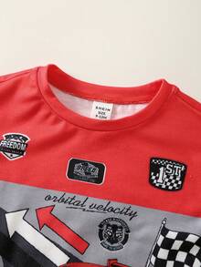 SHEIN Newborn Baby Boy Summer Cute Casual Knitted Cartoon Racing Pattern Romper - Multicolor - View 7