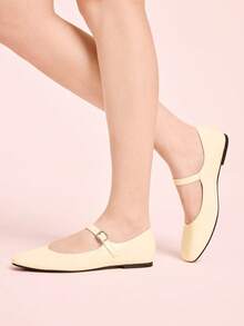 CUCCOO DOLLMOD 圆头舒适粉色蝴蝶结时尚优雅女士平底鞋 春季鞋 春假复活节 - 奶油白 - 查看 5