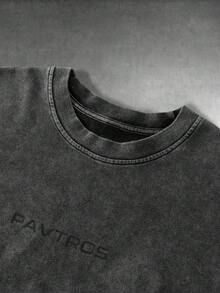 PAVTROS 男士时尚雪花图案圆领短袖T恤 - 黑色 - 查看 4