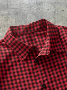 EASEVO 男士加大码花卉格纹短袖单排扣休闲衬衫 - 彩色 - 查看 4