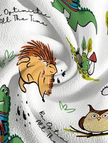 Poshira Casual Cartoon Animal Print Scrub Uniform Top - Multicolor - View 5