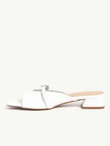 CUCCOO CHICEST Women's Square Toe Buckle Design Casual Fashion Chunky Heel Sandals - White - View 5