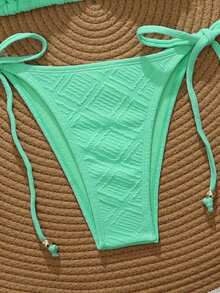 Swim Vcay Bộ bikini buộc dây cổ màu trơn gợi cảm dành cho nữ, bộ bikini mùa hè đi biển, bộ bikini đi nghỉ mát, bộ bikini tam giác, bộ bikini buộc dây, bộ bikini màu trơn. - Màu xanh Bạc hà - Xem 4