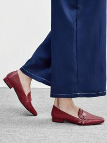 CUCCOO BIZCHIC Women's Fashionable Versatile Commuter Buckle Flats Valentine's Day - Burgundy - View 3