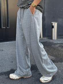 DAZY Men's Solid Light Grey Elastic Waist Sweatpants, Spring - Light Grey - View 1