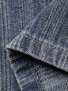 DAZY Quần jeans nam cạp chun màu xanh dương trơn, chất liệu vải sọc, kiểu dáng mùa xuân. - Màu xanh lam - Xem 7