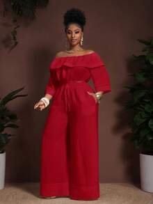 Veslaya Bộ đồ cỡ lớn 2025 mới mùa xuân/hè dành cho đi biển/hoạt động ngoài trời/lễ hội âm nhạc/phong cách nghỉ dưỡng miền Tây cổ điển/nghỉ dưỡng thường ngày/du lịch/nghỉ dưỡng thành phố. Áo crop top tay lửng trễ vai màu trắng chất liệu tre, có dây rút ở eo và túi, phối cùng quần ống rộng. Bộ đồ 2 mảnh màu đỏ dành cho nữ, bộ đồ 2 mảnh bằng len. - Đỏ - Xem 6