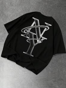 Manfinity LEGND Áo thun nam tay ngắn cổ tròn in chữ, kiểu dáng thường ngày, thích hợp cho mùa hè. - màu đen - Xem 5