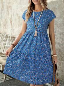 Rusticease 女士夏季连衣裙 女士复古连衣裙 女士夏季吊带裙 - 湖藍色 - 查看 6