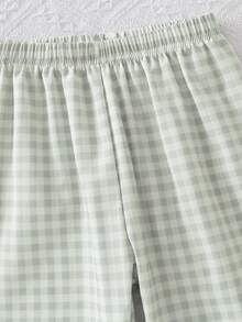 Young BoyGreen Patch Pocket Dinosaur Print Lapel Short Sleeve Pajama Set - Army Green - View 5