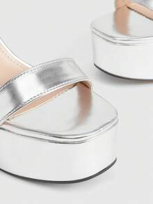 CUCCOO LuxiPop 女士经典简约厚底高跟凉鞋性感夜店宴会舞会女鞋 - 銀色 - 查看 4