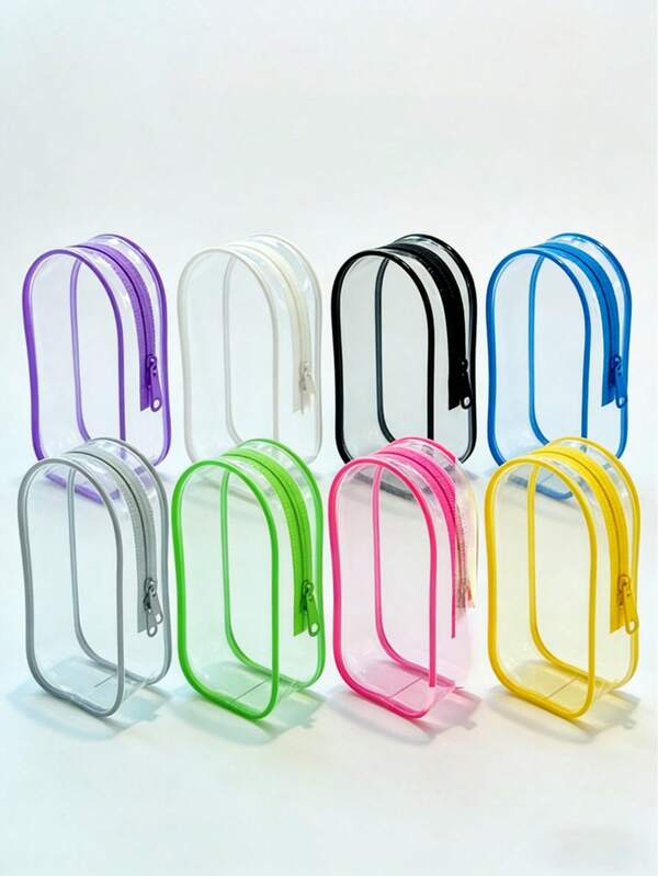 POKOJA LAND 7.48英寸娃娃透明拉链收纳袋，多种颜色可选，娃娃收纳袋，PVC材质，带钥匙扣，适合送给娃娃爱好者，生日节日礼物之选，春夏皆宜。