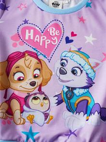SHEIN | PAW Patrol Young Girl Cute Casual Cartoon Puppy Pattern Crew Neck Loose Knit Long Sleeve Sweatshirt - Mauve Purple - View 6