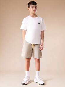 SUMWON Utility Nylon Shorts With Side Pockets Casual Summer Everyday Wear For Active Kids Outdoor Adventures Playground School - Khaki - View 3
