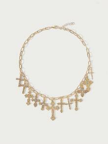 Glisma 1 件女士吊饰项链，粗链项链，带多个吊饰，女士珠宝 - 金色 - 查看 3