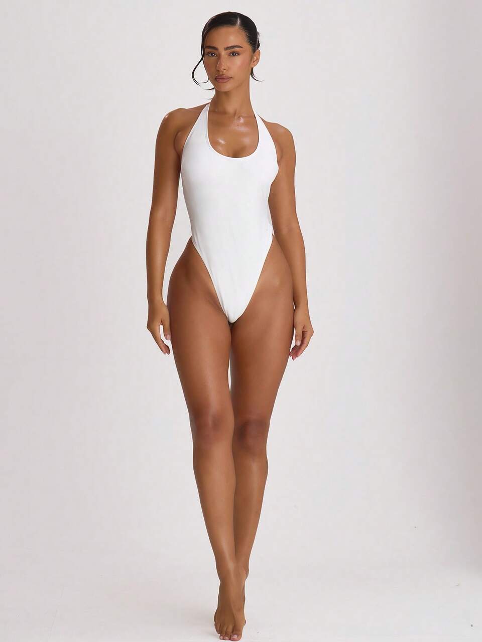Halterneck High Leg Thong Swimsuit Bathing Suits Swim Vacation Holiday Summer Travel Beachwear Basics Hen Do Wedding Bridal Bachelorette Resort Core